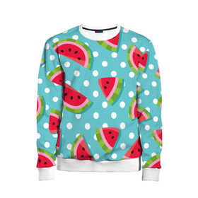 Детский свитшот 3D с принтом Арбузный рай в Санкт-Петербурге, 100% полиэстер | свободная посадка, прямой крой, мягкая тканевая резинка на рукавах и понизу свитшота | berry | eat | fruit | pattern | sweet | watermelon | арбуз | еда | сладость | узор | фрукт | ягода