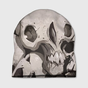 Шапка 3D с принтом Skull kamo в Санкт-Петербурге, 100% полиэстер | универсальный размер, печать по всей поверхности изделия | Тематика изображения на принте: helloween | skull | tumblr | хелоуин | череп