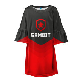 Детское платье 3D с принтом Gambit Gaming Uniform в Санкт-Петербурге, 100% полиэстер | прямой силуэт, чуть расширенный к низу. Круглая горловина, на рукавах — воланы | Тематика изображения на принте: counter strike | cs go | gambit | swat | terrorist | гамбит | контр страйк | кс го | спецназ