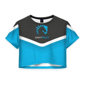 Женская футболка 3D укороченная с принтом Team Liquid Uniform в Санкт-Петербурге, 100% полиэстер | круглая горловина, длина футболки до линии талии, рукава с отворотами | dota | ggwp | glhf | team | team liquid | дота | игра | тим ликвид | униформа