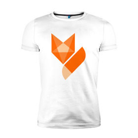 Мужская футболка премиум с принтом Лиса минимализм в Санкт-Петербурге, 92% хлопок, 8% лайкра | приталенный силуэт, круглый вырез ворота, длина до линии бедра, короткий рукав | fox