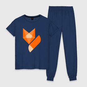 Женская пижама хлопок с принтом Лиса минимализм в Санкт-Петербурге, 100% хлопок | брюки и футболка прямого кроя, без карманов, на брюках мягкая резинка на поясе и по низу штанин | fox