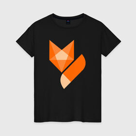 Женская футболка хлопок с принтом Лиса минимализм в Санкт-Петербурге, 100% хлопок | прямой крой, круглый вырез горловины, длина до линии бедер, слегка спущенное плечо | Тематика изображения на принте: fox