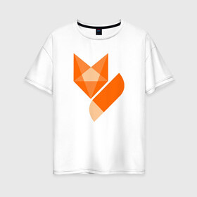 Женская футболка хлопок Oversize с принтом Лиса минимализм в Санкт-Петербурге, 100% хлопок | свободный крой, круглый ворот, спущенный рукав, длина до линии бедер
 | fox