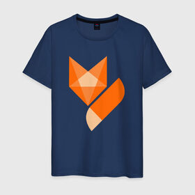 Мужская футболка хлопок с принтом Лиса минимализм в Санкт-Петербурге, 100% хлопок | прямой крой, круглый вырез горловины, длина до линии бедер, слегка спущенное плечо. | fox