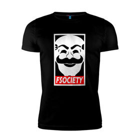 Мужская футболка премиум с принтом Fsociety в Санкт-Петербурге, 92% хлопок, 8% лайкра | приталенный силуэт, круглый вырез ворота, длина до линии бедра, короткий рукав | mister | mr | robot | мистер | робот