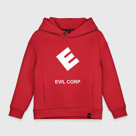 Детское худи Oversize хлопок с принтом Evil corporation в Санкт-Петербурге, френч-терри — 70% хлопок, 30% полиэстер. Мягкий теплый начес внутри —100% хлопок | боковые карманы, эластичные манжеты и нижняя кромка, капюшон на магнитной кнопке | mister | mr | robot | зла | корпорация | мистер | робот