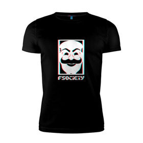 Мужская футболка премиум с принтом F society в Санкт-Петербурге, 92% хлопок, 8% лайкра | приталенный силуэт, круглый вырез ворота, длина до линии бедра, короткий рукав | fsociety | mister | mr | robot | society | мистер | робот