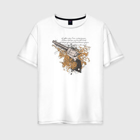 Женская футболка хлопок Oversize с принтом Револьвер с узорами в Санкт-Петербурге, 100% хлопок | свободный крой, круглый ворот, спущенный рукав, длина до линии бедер
 | абстракция | пистолет | револьвер | револьвер с узорами