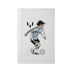 Обложка для паспорта матовая кожа с принтом Messi в Санкт-Петербурге, натуральная матовая кожа | размер 19,3 х 13,7 см; прозрачные пластиковые крепления | Тематика изображения на принте: barselona | messi | аргентина | барселона | испания | месси | мяч | футбол