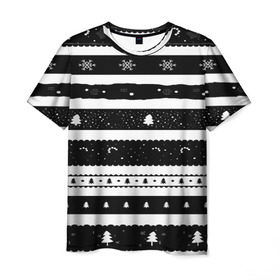 Мужская футболка 3D с принтом Рождество в Санкт-Петербурге, 100% полиэфир | прямой крой, круглый вырез горловины, длина до линии бедер | вязаный | рождество | свитер | текстура