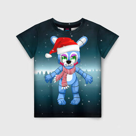 Детская футболка 3D с принтом Five Nights At Freddy`s в Санкт-Петербурге, 100% гипоаллергенный полиэфир | прямой крой, круглый вырез горловины, длина до линии бедер, чуть спущенное плечо, ткань немного тянется | fnaf | freddy | бонни | медведь | мишка | фнаф | фокси | фредди