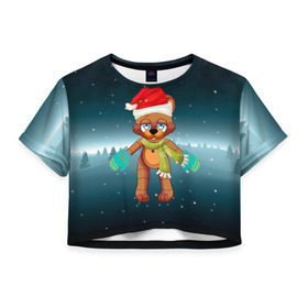 Женская футболка 3D укороченная с принтом Five Nights At Freddy`s в Санкт-Петербурге, 100% полиэстер | круглая горловина, длина футболки до линии талии, рукава с отворотами | fnaf | freddy | бонни | медведь | мишка | фнаф | фокси | фредди