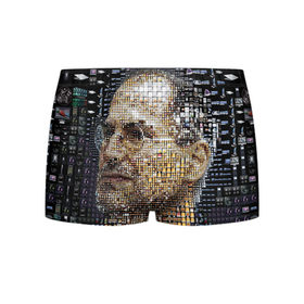 Мужские трусы 3D с принтом Стив Джобс в Санкт-Петербурге, 50% хлопок, 50% полиэстер | классическая посадка, на поясе мягкая тканевая резинка | Тематика изображения на принте: steve jobs