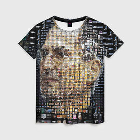Женская футболка 3D с принтом Стив Джобс в Санкт-Петербурге, 100% полиэфир ( синтетическое хлопкоподобное полотно) | прямой крой, круглый вырез горловины, длина до линии бедер | steve jobs