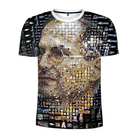 Мужская футболка 3D спортивная с принтом Стив Джобс в Санкт-Петербурге, 100% полиэстер с улучшенными характеристиками | приталенный силуэт, круглая горловина, широкие плечи, сужается к линии бедра | steve jobs