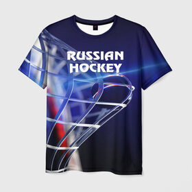 Мужская футболка 3D с принтом Русский хоккей в Санкт-Петербурге, 100% полиэфир | прямой крой, круглый вырез горловины, длина до линии бедер | hockey | red machine | красная машина | кхл | русский | сборная россии | хоккей | шайба