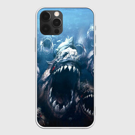 Чехол для iPhone 12 Pro с принтом Голодные пираньи в Санкт-Петербурге, силикон | область печати: задняя сторона чехла, без боковых панелей | еда | зубы | клыки | кровь | людоед | монстр | пираньи | пиранья | рыбы | ужас | хищник | челюсти | чудовище