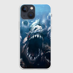 Чехол для iPhone 13 mini с принтом Голодные пираньи в Санкт-Петербурге,  |  | еда | зубы | клыки | кровь | людоед | монстр | пираньи | пиранья | рыбы | ужас | хищник | челюсти | чудовище