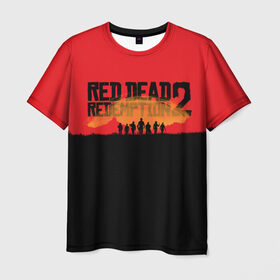 Мужская футболка 3D с принтом Red Dead Redemption 2 в Санкт-Петербурге, 100% полиэфир | прямой крой, круглый вырез горловины, длина до линии бедер | rdr | rdr2 | red dead redemption 2 | rockstar | дикий запад | ковбои