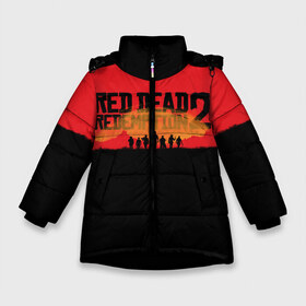 Зимняя куртка для девочек 3D с принтом Red Dead Redemption 2 в Санкт-Петербурге, ткань верха — 100% полиэстер; подклад — 100% полиэстер, утеплитель — 100% полиэстер. | длина ниже бедра, удлиненная спинка, воротник стойка и отстегивающийся капюшон. Есть боковые карманы с листочкой на кнопках, утяжки по низу изделия и внутренний карман на молнии. 

Предусмотрены светоотражающий принт на спинке, радужный светоотражающий элемент на пуллере молнии и на резинке для утяжки. | rdr | rdr2 | red dead redemption 2 | rockstar | дикий запад | ковбои
