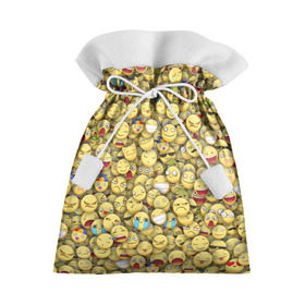 Подарочный 3D мешок с принтом Смайлики. Стикербомбинг в Санкт-Петербурге, 100% полиэстер | Размер: 29*39 см | emoji | желтый | мем | смайл | стикербомбинг | текстура | улыбка | эмодзи