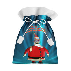 Подарочный 3D мешок с принтом Робот Санта в Санкт-Петербурге, 100% полиэстер | Размер: 29*39 см | Тематика изображения на принте: futurama | зима | мультфильм | новый год | рождество | футурама