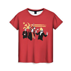 Женская футболка 3D с принтом Back in the USSR в Санкт-Петербурге, 100% полиэфир ( синтетическое хлопкоподобное полотно) | прямой крой, круглый вырез горловины, длина до линии бедер | гевара | ленин | ретро | советский | союз | ссср | сталин | че