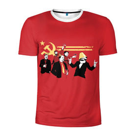 Мужская футболка 3D спортивная с принтом Back in the USSR в Санкт-Петербурге, 100% полиэстер с улучшенными характеристиками | приталенный силуэт, круглая горловина, широкие плечи, сужается к линии бедра | гевара | ленин | ретро | советский | союз | ссср | сталин | че