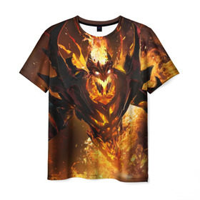 Мужская футболка 3D с принтом Fire в Санкт-Петербурге, 100% полиэфир | прямой крой, круглый вырез горловины, длина до линии бедер | dota | dota 2 | shadow demon | демон | дота