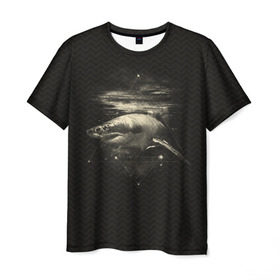 Мужская футболка 3D с принтом Cosmic Shark в Санкт-Петербурге, 100% полиэфир | прямой крой, круглый вырез горловины, длина до линии бедер | space | галактика | космос | рыба
