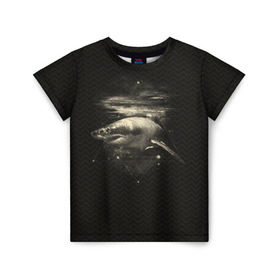 Детская футболка 3D с принтом Cosmic Shark в Санкт-Петербурге, 100% гипоаллергенный полиэфир | прямой крой, круглый вырез горловины, длина до линии бедер, чуть спущенное плечо, ткань немного тянется | space | галактика | космос | рыба