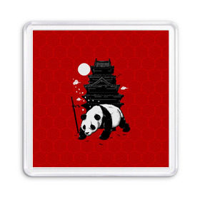 Магнит 55*55 с принтом Panda Warrior в Санкт-Петербурге, Пластик | Размер: 65*65 мм; Размер печати: 55*55 мм | japan | panda | панда