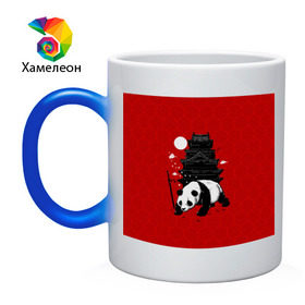 Кружка хамелеон с принтом Panda Warrior в Санкт-Петербурге, керамика | меняет цвет при нагревании, емкость 330 мл | japan | panda | панда