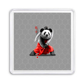 Магнит 55*55 с принтом Master Panda в Санкт-Петербурге, Пластик | Размер: 65*65 мм; Размер печати: 55*55 мм | ninja | panda | ниндзя | панда