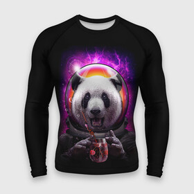 Мужской рашгард 3D с принтом Panda Cosmonaut в Санкт-Петербурге,  |  | bear | galaxy | panda | space | star | астронавт | галактика | звезда | космонавт | космос | медведь | панда