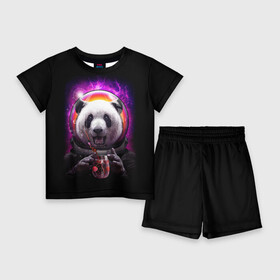 Детский костюм с шортами 3D с принтом Panda Cosmonaut в Санкт-Петербурге,  |  | bear | galaxy | panda | space | star | астронавт | галактика | звезда | космонавт | космос | медведь | панда