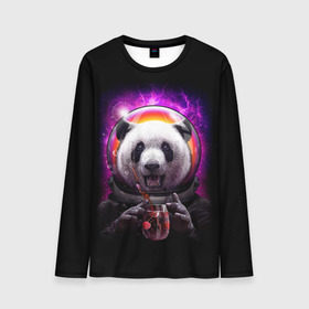 Мужской лонгслив 3D с принтом Panda Cosmonaut в Санкт-Петербурге, 100% полиэстер | длинные рукава, круглый вырез горловины, полуприлегающий силуэт | bear | galaxy | panda | space | star | астронавт | галактика | звезда | космонавт | космос | медведь | панда