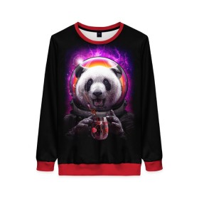 Женский свитшот 3D с принтом Panda Cosmonaut в Санкт-Петербурге, 100% полиэстер с мягким внутренним слоем | круглый вырез горловины, мягкая резинка на манжетах и поясе, свободная посадка по фигуре | bear | galaxy | panda | space | star | астронавт | галактика | звезда | космонавт | космос | медведь | панда