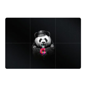 Магнитный плакат 3Х2 с принтом Donut Panda в Санкт-Петербурге, Полимерный материал с магнитным слоем | 6 деталей размером 9*9 см | bear | donut | panda | police | коп | медведь | панда | пончик