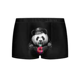 Мужские трусы 3D с принтом Donut Panda в Санкт-Петербурге, 50% хлопок, 50% полиэстер | классическая посадка, на поясе мягкая тканевая резинка | Тематика изображения на принте: bear | donut | panda | police | коп | медведь | панда | пончик