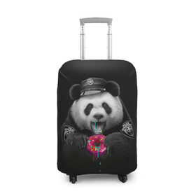 Чехол для чемодана 3D с принтом Donut Panda в Санкт-Петербурге, 86% полиэфир, 14% спандекс | двустороннее нанесение принта, прорези для ручек и колес | bear | donut | panda | police | коп | медведь | панда | пончик