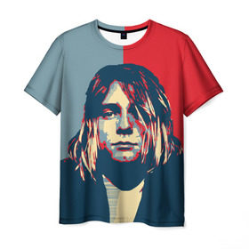 Мужская футболка 3D с принтом Kurt Cobain в Санкт-Петербурге, 100% полиэфир | прямой крой, круглый вырез горловины, длина до линии бедер | curt | hope | kobain | nirvana | кобейн | курт | нирвана