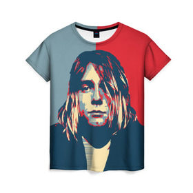 Женская футболка 3D с принтом Kurt Cobain в Санкт-Петербурге, 100% полиэфир ( синтетическое хлопкоподобное полотно) | прямой крой, круглый вырез горловины, длина до линии бедер | curt | hope | kobain | nirvana | кобейн | курт | нирвана