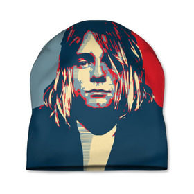 Шапка 3D с принтом Kurt Cobain в Санкт-Петербурге, 100% полиэстер | универсальный размер, печать по всей поверхности изделия | Тематика изображения на принте: curt | hope | kobain | nirvana | кобейн | курт | нирвана