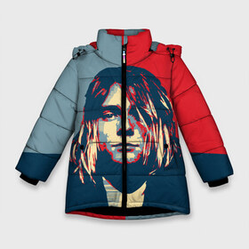 Зимняя куртка для девочек 3D с принтом Kurt Cobain в Санкт-Петербурге, ткань верха — 100% полиэстер; подклад — 100% полиэстер, утеплитель — 100% полиэстер. | длина ниже бедра, удлиненная спинка, воротник стойка и отстегивающийся капюшон. Есть боковые карманы с листочкой на кнопках, утяжки по низу изделия и внутренний карман на молнии. 

Предусмотрены светоотражающий принт на спинке, радужный светоотражающий элемент на пуллере молнии и на резинке для утяжки. | curt | hope | kobain | nirvana | кобейн | курт | нирвана