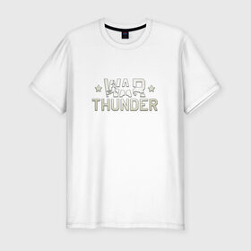 Мужская футболка премиум с принтом War Thunder Logo в Санкт-Петербурге, 92% хлопок, 8% лайкра | приталенный силуэт, круглый вырез ворота, длина до линии бедра, короткий рукав | logo | war | war thunder | war thunder logo
