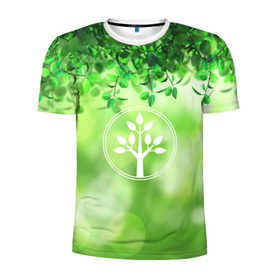 Мужская футболка 3D спортивная с принтом Береги природу в Санкт-Петербурге, 100% полиэстер с улучшенными характеристиками | приталенный силуэт, круглая горловина, широкие плечи, сужается к линии бедра | Тематика изображения на принте: береги природу | дерево | зелёная | зелень | листья | природа