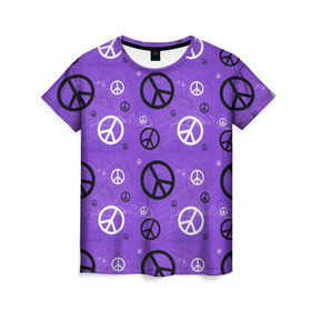 Женская футболка 3D с принтом Peace в Санкт-Петербурге, 100% полиэфир ( синтетическое хлопкоподобное полотно) | прямой крой, круглый вырез горловины, длина до линии бедер | abstract | hippie | hipster | swag | tie dye | абстракция | свэг | текстура | хиппи | хипстер