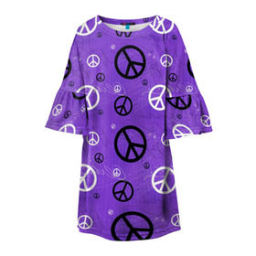 Детское платье 3D с принтом Peace в Санкт-Петербурге, 100% полиэстер | прямой силуэт, чуть расширенный к низу. Круглая горловина, на рукавах — воланы | abstract | hippie | hipster | swag | tie dye | абстракция | свэг | текстура | хиппи | хипстер